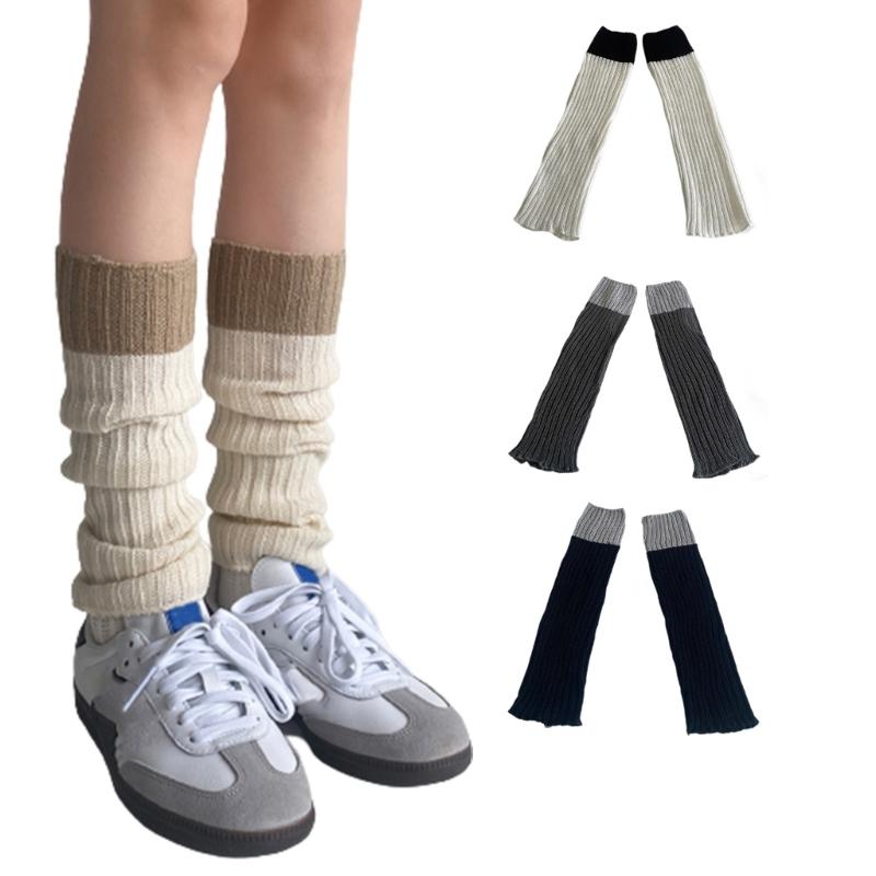 Campus Style Leg Warmers Gothic Knit Long Socks Leggings Gaiters Autumn Winter Cuffs Ankle Heaps Socks