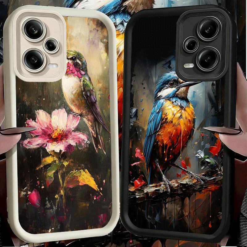 Phone Case for Xiaomi Redmi Note 15 14 13 Pro Plus Bird Oil Painting Style Shell 12S 11 11S 11T 5G 14S Soft Silicone Funda