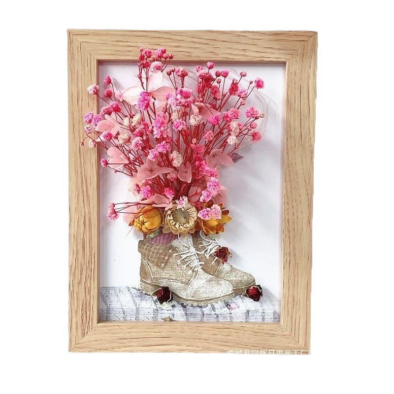 Handmade A4 Photo Frame with Dried Flowers - DIY Kit for Wall Decoration or Valentine's Day Gift
