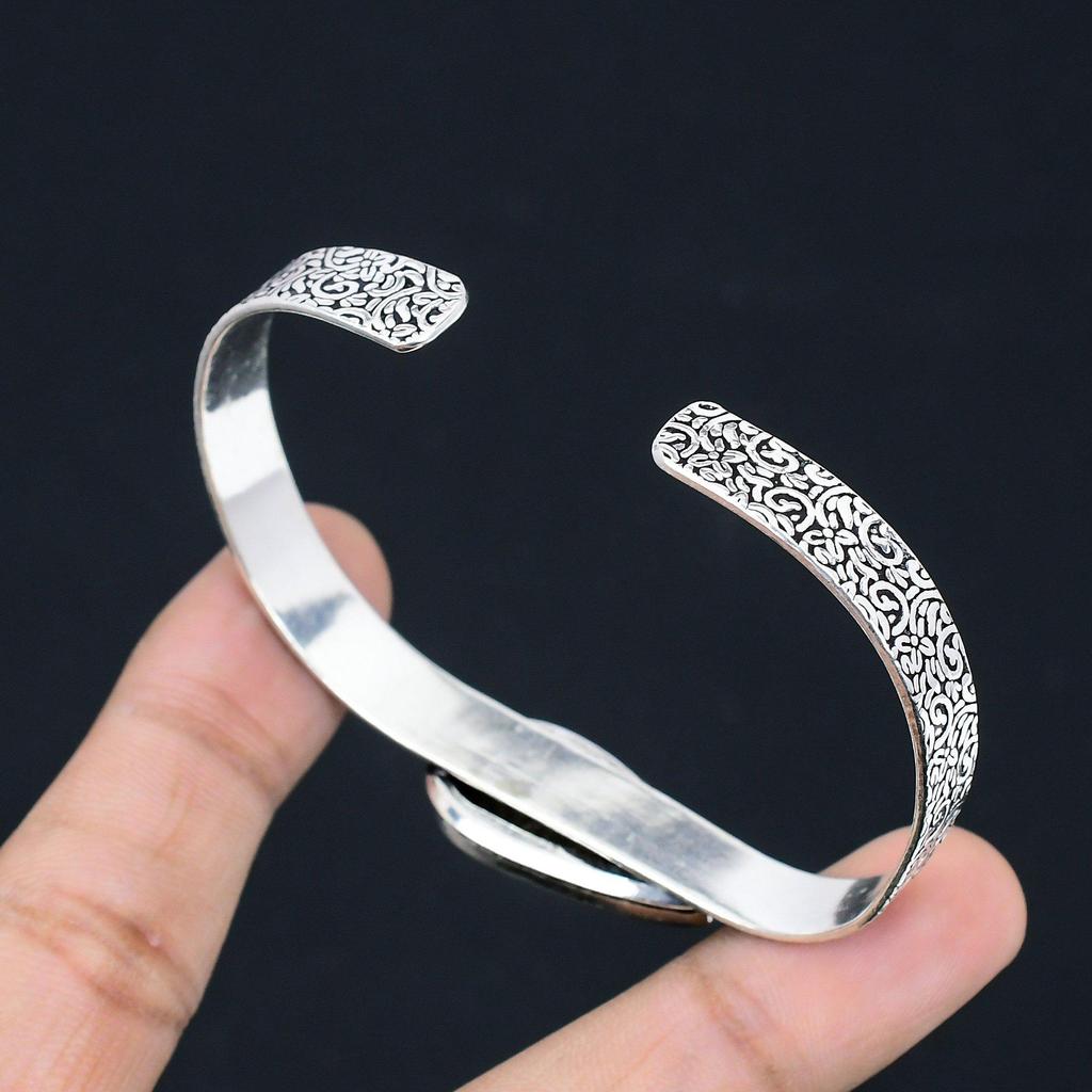 Halloween Deal 925 Silver Pear Bronzite Gemstone Elegant Handmade Wife Bangle