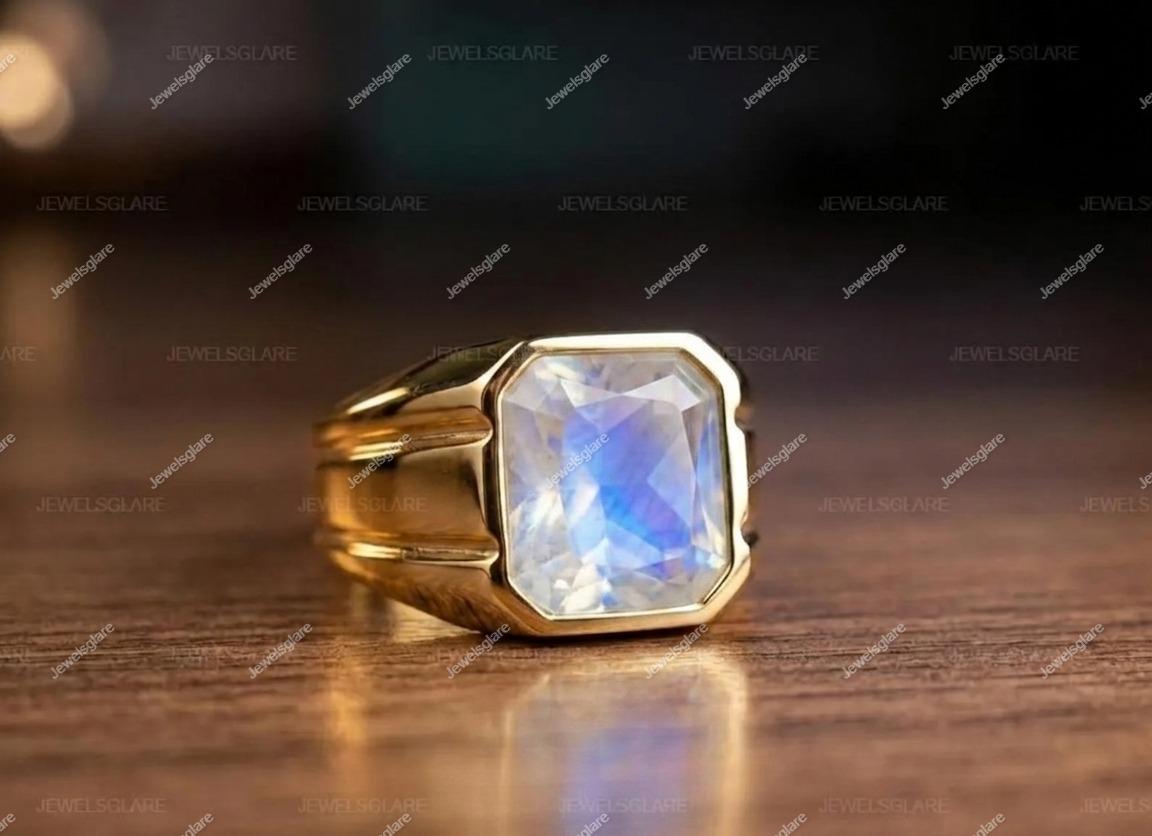 Rainbow Moonstone Ring, 14k Gold Vermeil