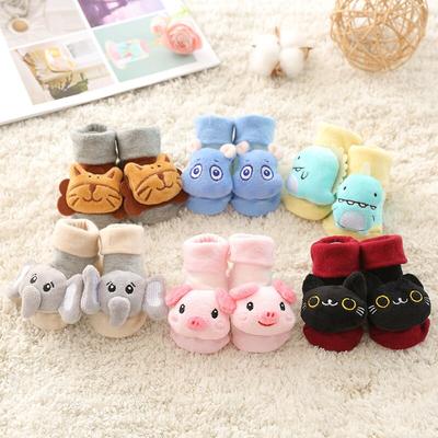 Baby Socken Boden rutschfeste Baumwolle Cartoon Socken mit Glöckchen Mädchen Jungen weiche Stiefel geeignet 0-12 Monate