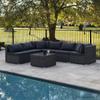 Patio Furniture Sets London Rattan 7 Piece 6 Seater Modular Outdoor Lounge Setting With Coffee Table Grey