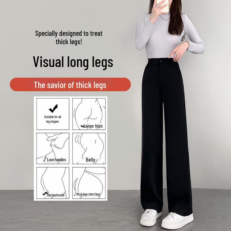 

Women s High Waist Floor-Length Straight Pants - Slimming, Drapey, Petite, Casual Style for All Seasons XL чорний