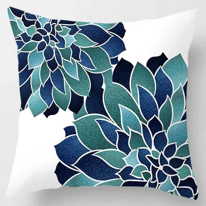 Modern Simple Dark Blue Geometric Pillowcase Home Sofa Cushion Cover