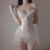 Lingerie Sexy Renda Preta Camisola Curta Mulheres Perspectiva Roupa Interior Vestido Fino Traje ZPG
