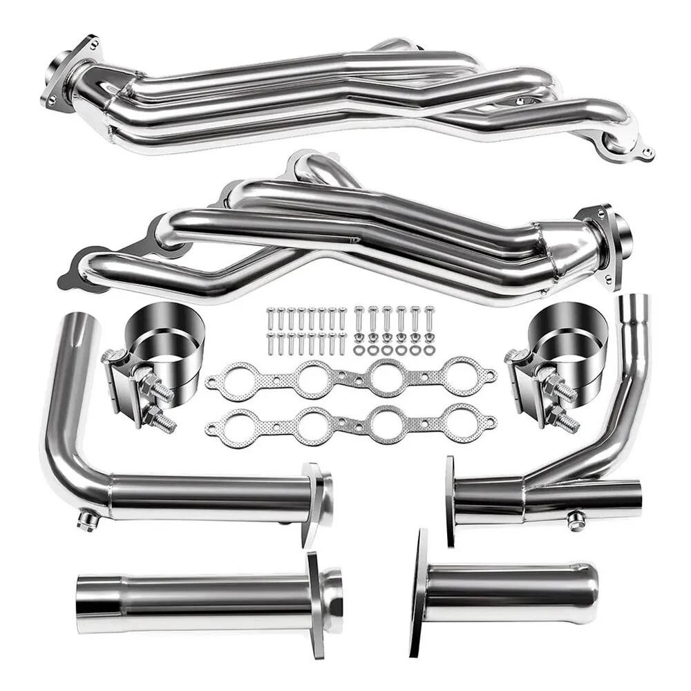 For 07-14 Chevy GMC 4.8L 5.3L 6.0L Long Tube Stainless Steel Headers W/ Y Pipe