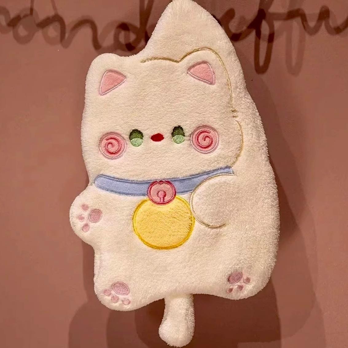 Cartoon hug cat hanging hand towel absorbent towel dishcloth rag cute small towel strong absorbent cute