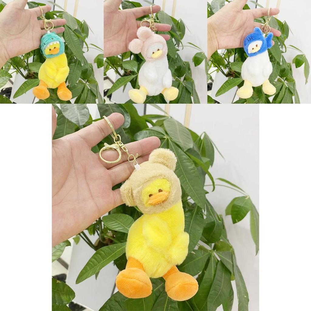 Charming Short Plush Duck Doll Keychain Soft Toy With Dinosaur Shark Bunny Bear Designs
