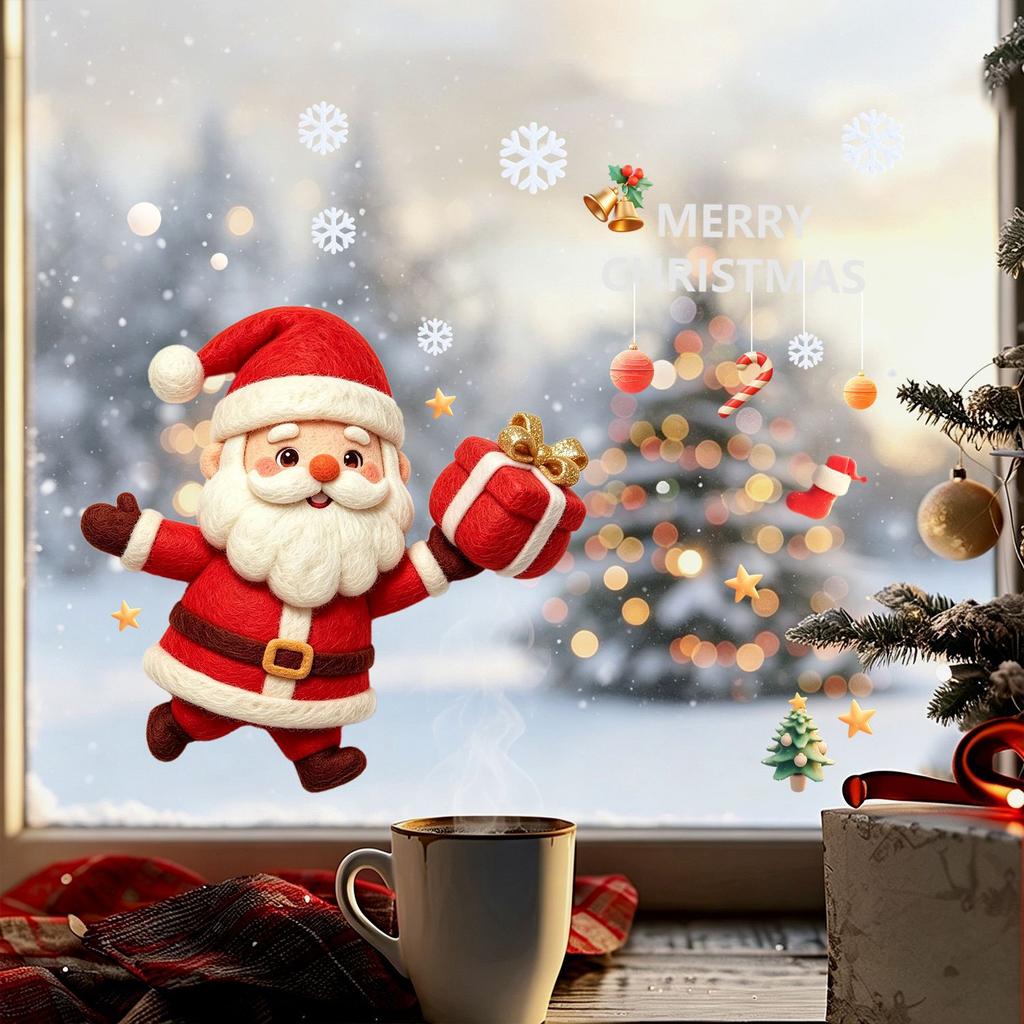 Santa Claus Static Electricity Glass Sticker Does Not Damage The Glass of The Living Room Window