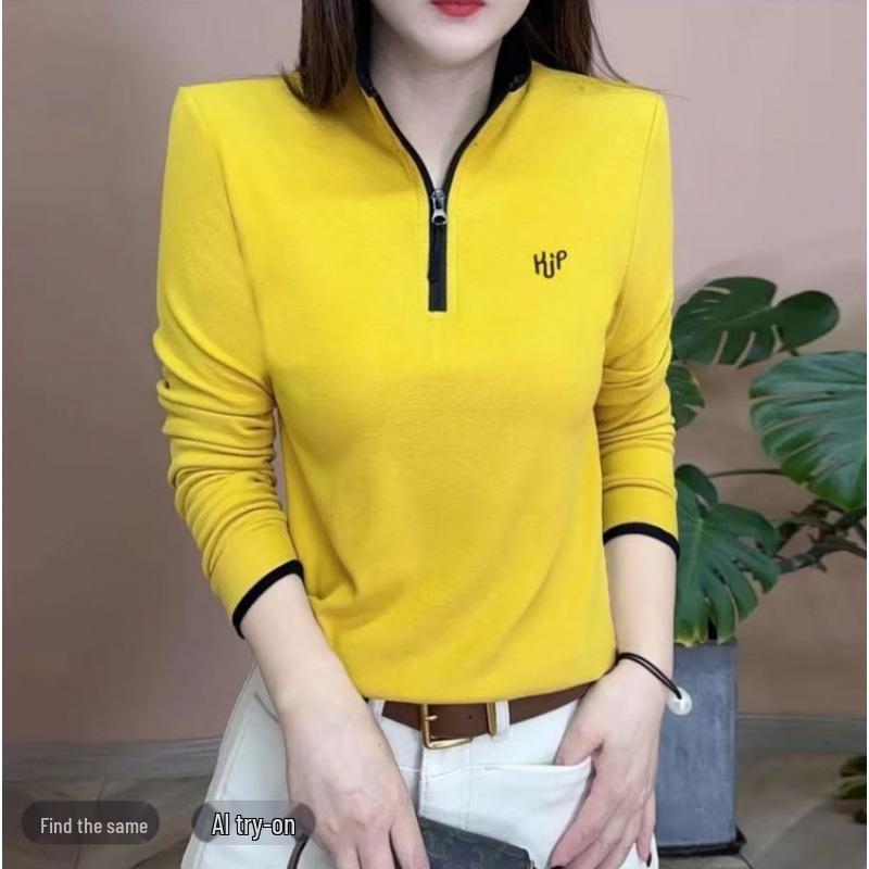 

Women s Stylish Fleece Long-Sleeved Top: New Autumn/Winter Fashion, Mom-Friendly, Plus Fleece, Tummy-Covering Base Layer 5XL for 151-160 lbs