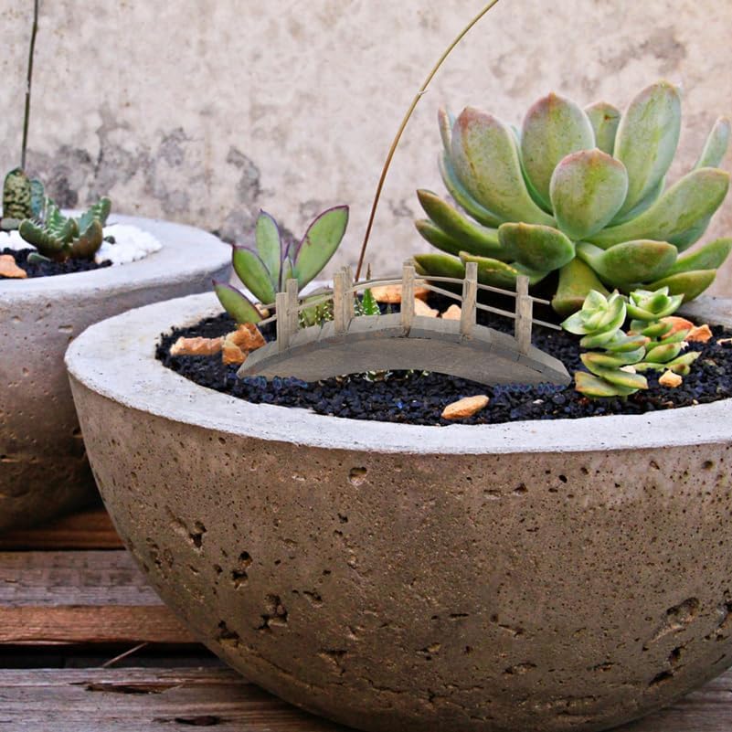 2Pcs Miniature Wooden Arch Bridge for Fairy Garden Accessories, Diy Mini House Decor, Compact 4.13 X 1.57 X 1.57 Inch Garden Ornament