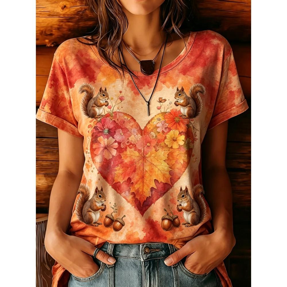 Women's Yellow Tie-Dye Sunflower Butterfly Print Round Neck T-Shirt Short Sleeve Casual Tops for Spring Summer