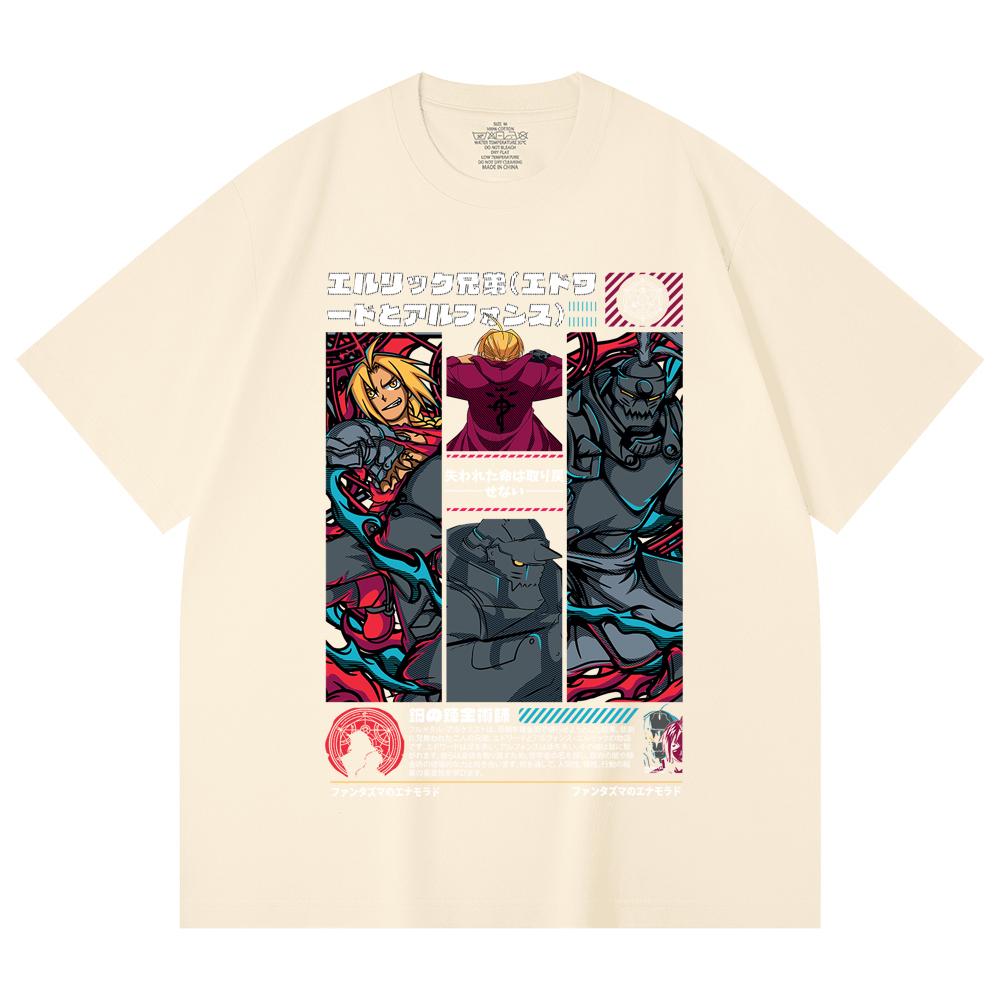 230 Gsm 100% Cotton Fullmetal Alchemist V3 Print Unisex Heavy Cotton T Shirt