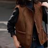 Vest for Women Sleeveless Leather Tops Solid Color Vest Oversize Loose Versatile Casual Sleeveless Coat Vest Top
