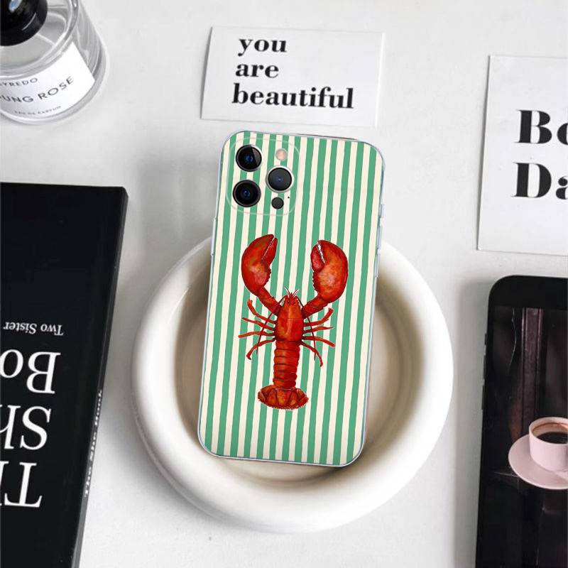 Cute Marine Seafood Phone Case For iPhone 17 16 15 11 12 14 13 Pro Max Mini X XS XR 7 Plus 16E Shockproof Silicone Cover Fundas