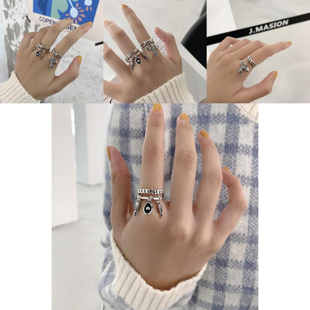 Distressed Style Vintage Money Bag Design Double Layer Open Ring For Enthusiasts Fashion