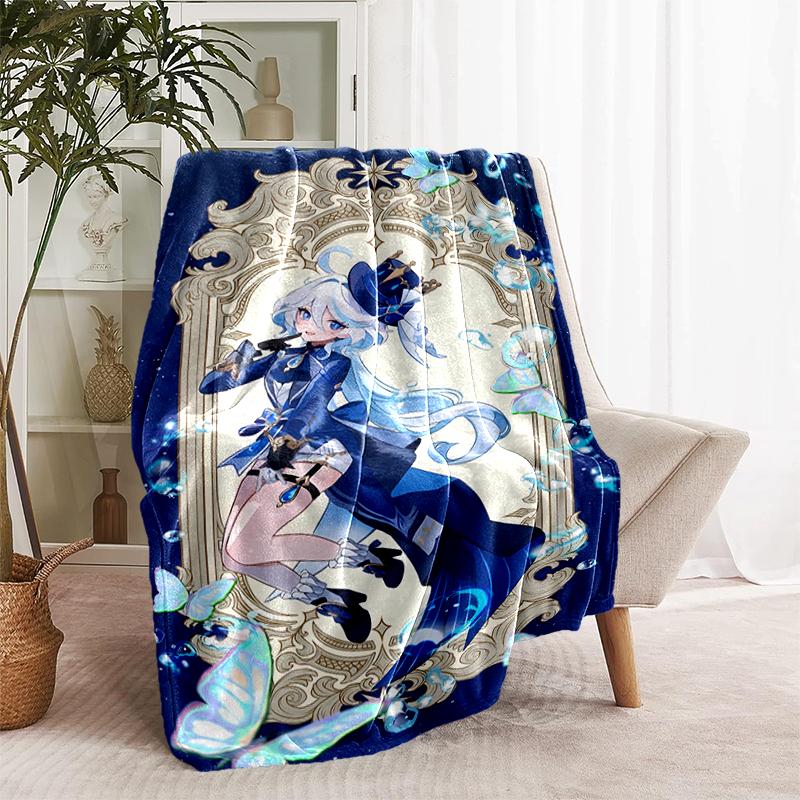 1pc Blanket Genshin Impact Furina Print Design, Lightweight Blanket for Sofa, Bed- Soft &Warm, Gift for All Seasons like Christmas, Halloween