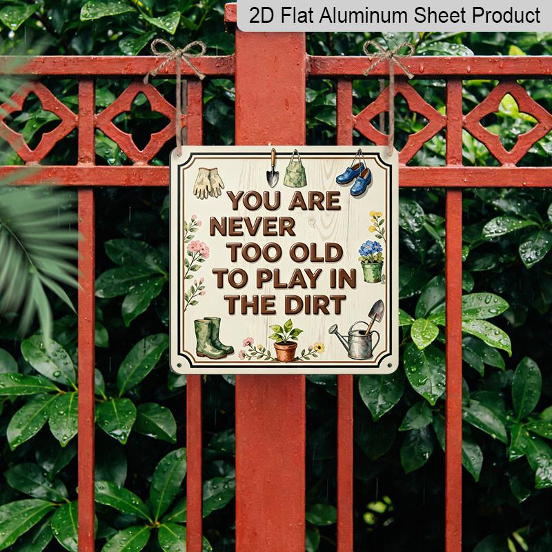 2D Flat - 1pc, Vintage Metal Aluminum Decorative Sign, Gardening Positive Lifestyle Slogan, Retro Wall Decor, Home Decoration Suitable for Garden