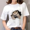 Damen Casual Mode Y2k Tops Sommer 3D Niedlicher Tier Katze Druck Kurzarm T-Shirts Rundhals Lustige Tops Damen T-Shirt Kawaii Kleidung