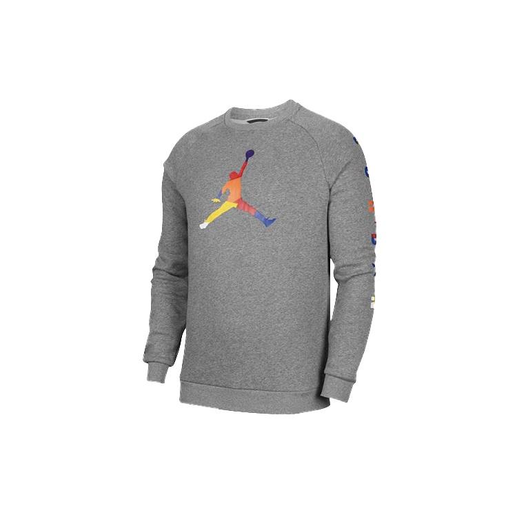Air Jordan Casual Sports Round Neck Pullover Grey Rainbow Men s DA6729-091 XXXL