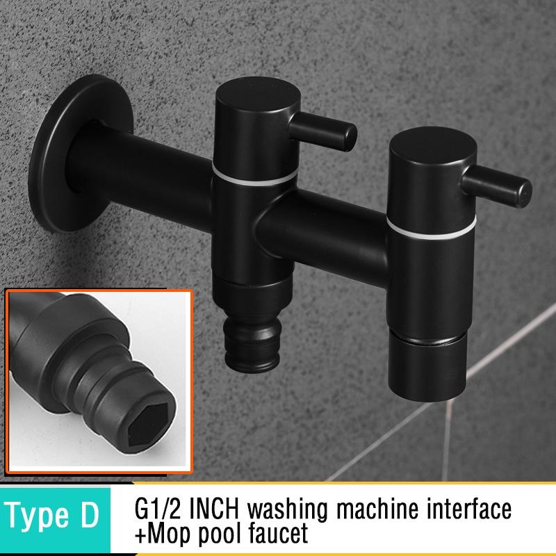 Schwarzer Wasserhahn, Wandmontage, kleiner Wasserhahn, dekorativer Garten-Wasserhahn, Mopp, Pool, Waschmaschine, Wasserhahn, Becken, Bibcock-Wasserhähne