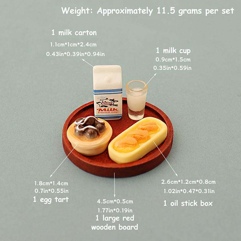5Pcs 1:12 Dollhouse Miniature Simulation Milk Model Egg Tart Biscuit Ornament Set Diy Decor Toy Scene Meal Plate Accessories