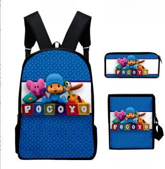 Cartoon Sonic Backpack, Primary And Secondary School Schoolbag, Messenger Bag, Pencil Case Three-Piece Set