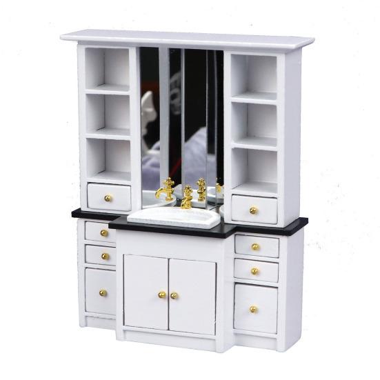 Mini Bathroom Cabinet 1:12 Miniature Bathroom Furniture Cabinet Model with Sink Drawers Doll Accessories for Kids Pretend Play