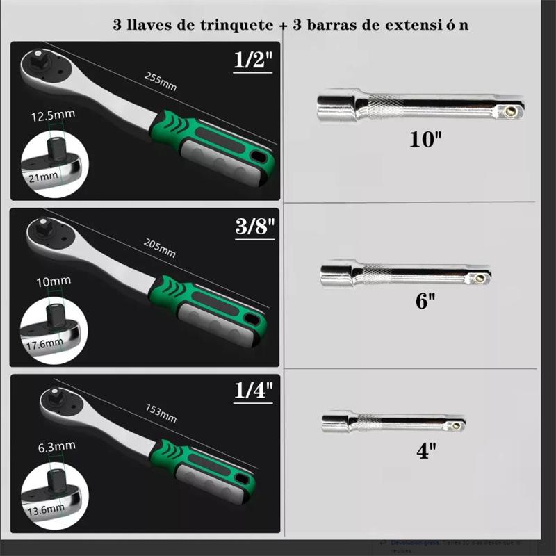 Fly Ratchet Wrench Set: Large, Medium, Small - 24T Straight, 72T Bent, Quick Release, Reversible, Auto Repair Tools