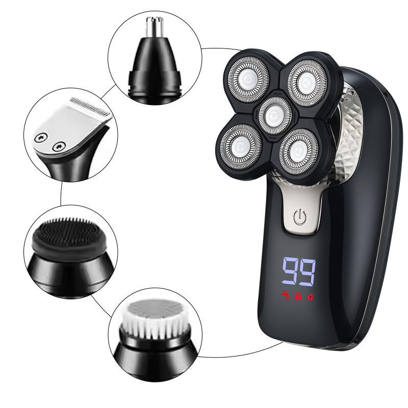 Electric Self-Charging Seven-Blade Bald Head Shaver