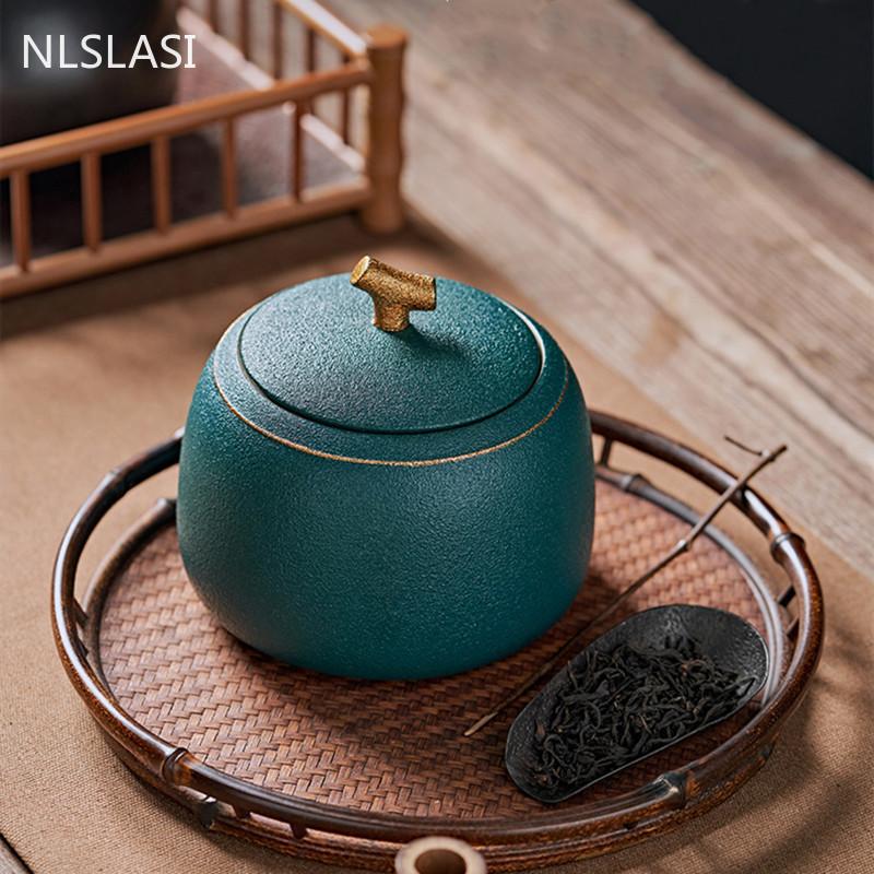 Cerámica Retro China Lata de Té Portátil Sellada Tanque de Almacenamiento Tarro de Té de Viaje Organizador de Especias de Cocina Bote para Café y Dulces