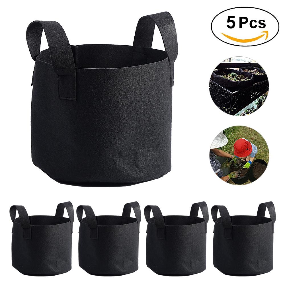Black Plants Growing Bag Vegetable Flower Aeration Planting Pot Container (3 Gallon 20 x 25cm)