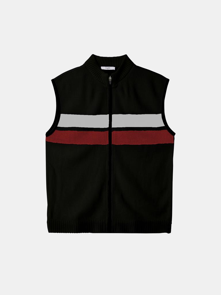 Ikalook Golf & Life Striped Zip-Up Knit Vest Cjp138