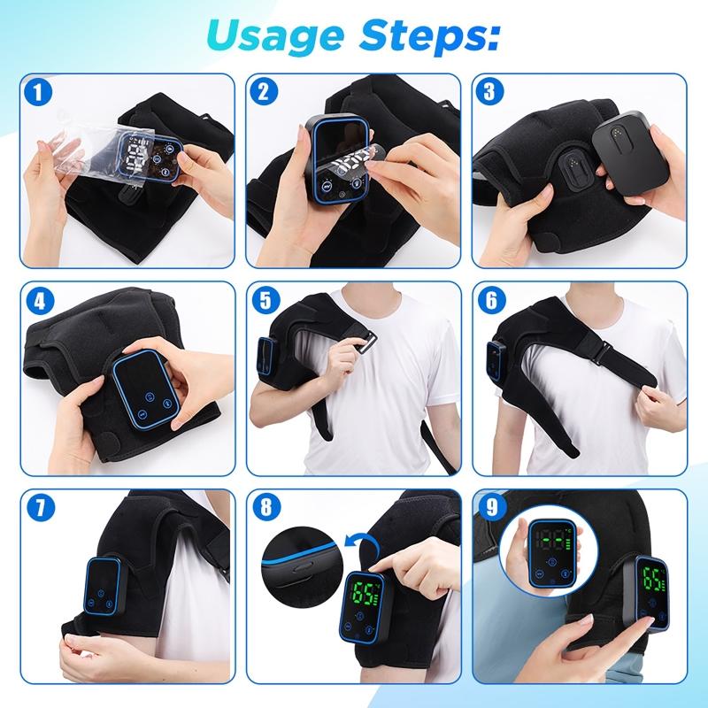 Portable Electric Shoulder Massager with Vibration and Graphene Heating Wireless APP Control Hot Compress Therapy Pad Removable Design