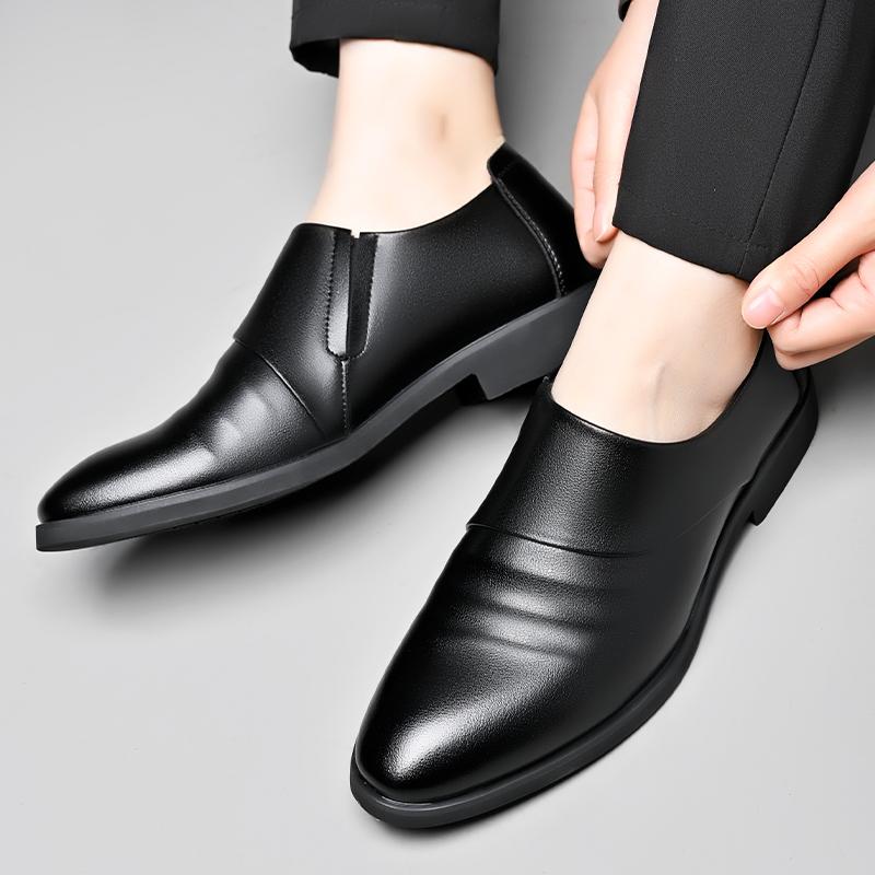 Fashion Casual Business Men's Leather Shoes Vintage Classic Gentleman Style Groom Wedding Dress Party Black Derby New adult shoes Hot
