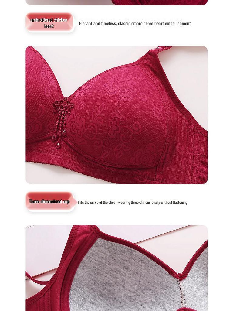 Plus Size Jacquard Bra: Comfortable Lift with Side Support, No Underwire, Beautiful Back Design