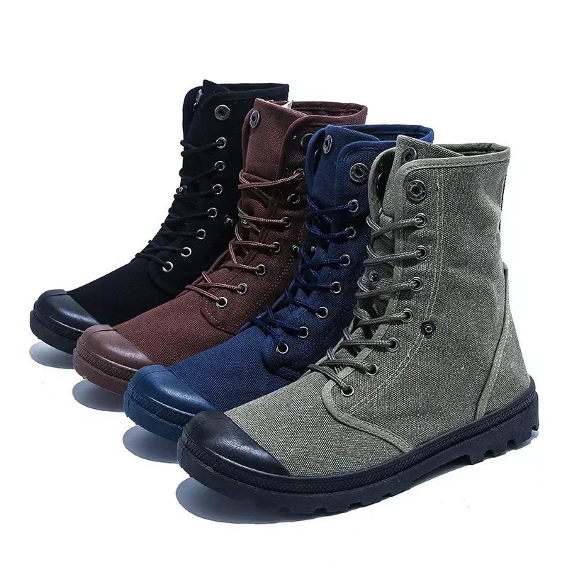 Fashion Canvas Boots Men Boots High Top Shoes for Men 2025 New Trend Platform Cuff Shoes Men Casual Ankle Boots
