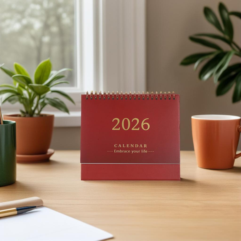 Small Desk Calendar 2026 Minimalist Desktop Flip Stand Planner Compact Monthly Table Calendar for Home Office Use