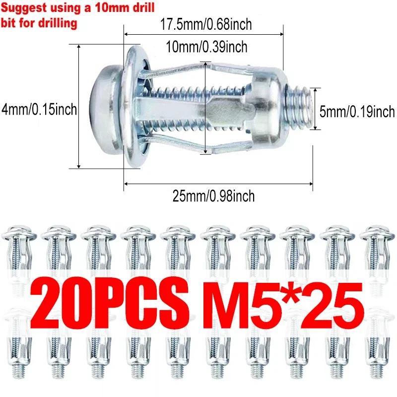 20/40PCS Jack Nuts Screw Petal Screw Anchors Expansion Plugs for Curtain Expansion Clamp Rivet Lock Bolt Jack Nut Bolt Fasteners
