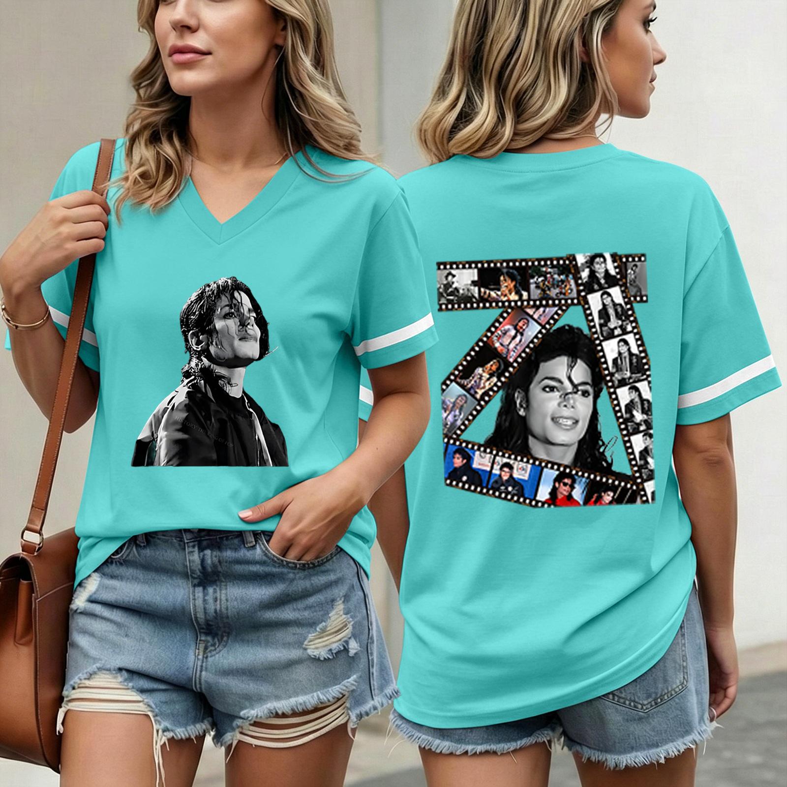 

Women Casual Short Sleeve V Neck T Shirt Fashion Printed Top Lightweight Comfortable Fit Soft Fabric Summer Wear XL