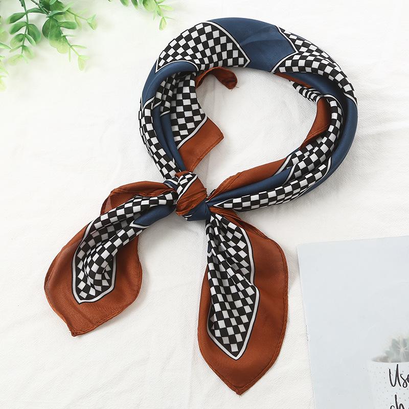 Striped Silk Scarf: 70x70cm Women's Square Scarf, Korean Versatile Style, Professional Summer Thin Decorative Scarf