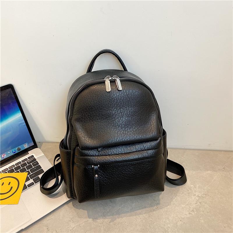 IELGY Backpack, High-quality Soft Leather Texture Simple Korean Version of Fashion Leisure Travel Backpack