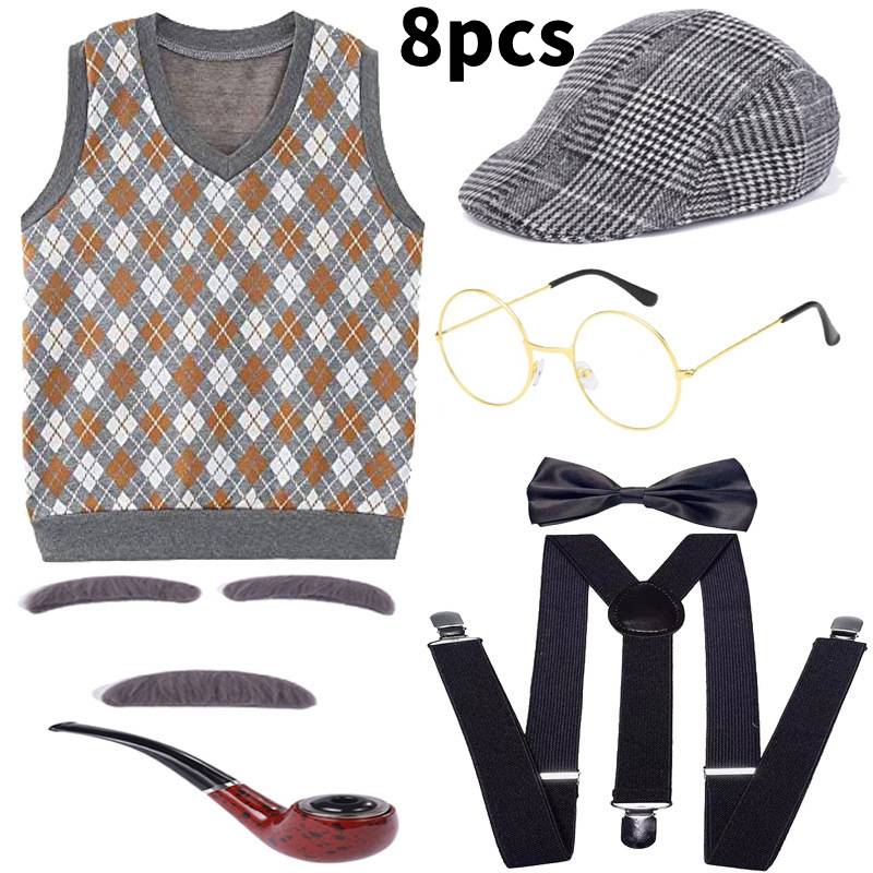 

Childrens Day Elderly Cosplay Costume Stage Performance Halloween Fashion Party 8pcs A,110cm