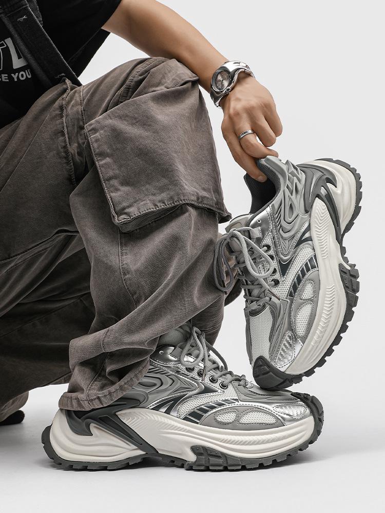 Klapperschlange Silber Dad Shoes: 2025 Trendige, Vielseitige, Höhensteigernde, Dicksohlige Herren Outdoor Freizeit Laufschuhe