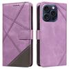 For iPhone 15 Pro Case Shockproof Geometric Lines PU Leather Phone Cover