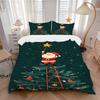 3PCs Christmas, Santa Claus Design Cover Set, Breathable Fabric, Machine Washable (1 Duvet Cover + 2 Pillowcases) (Without Quilt) Yy250911087