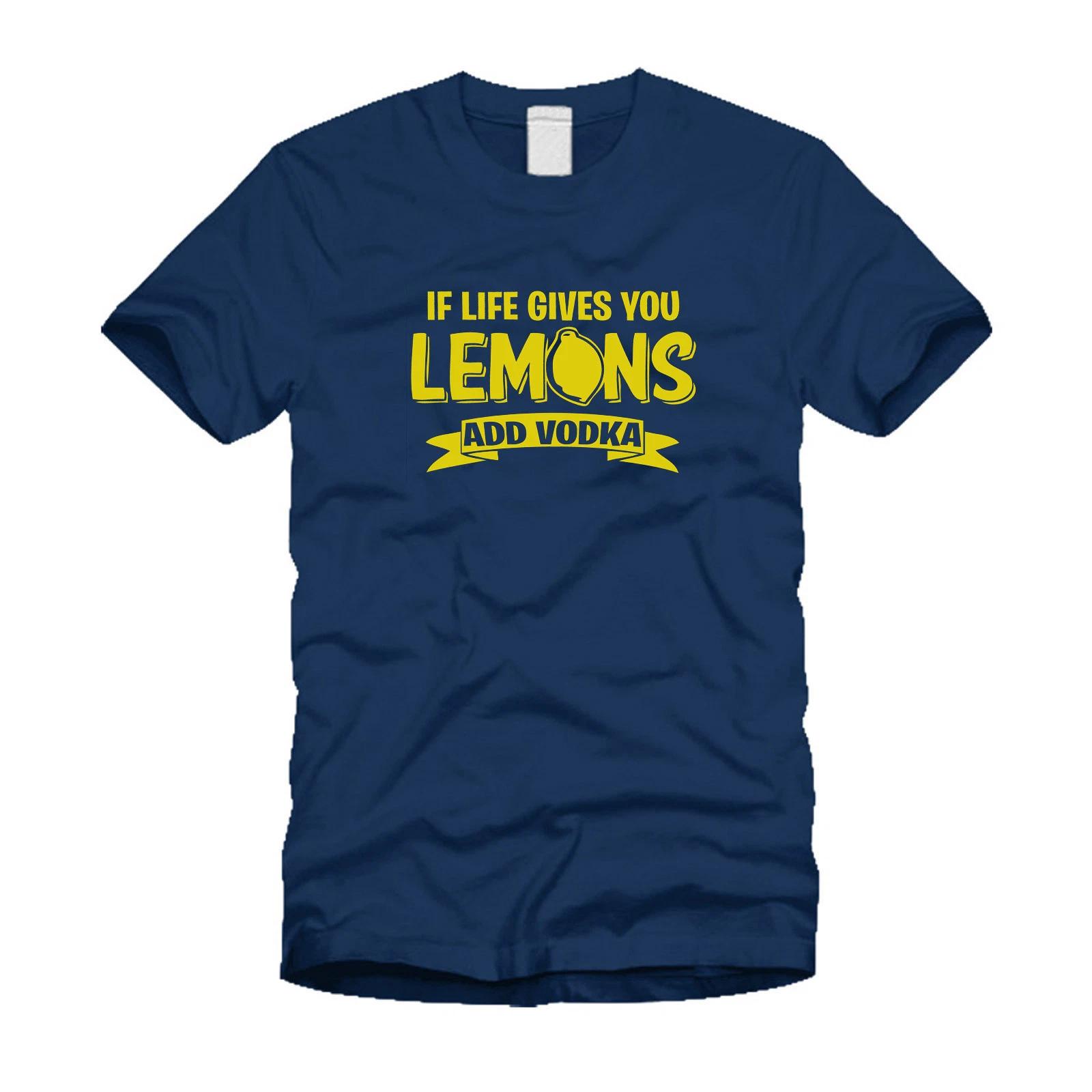 If Life Gives You Lemons ADD VODKA Funny Cool College Humor Navy Blue T-Shirt M
