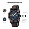 BOBO BIRD Men's Wooden Watch with Analog Quartz Movement, Day Calendar Display, Lightweight Handmade Wooden Watch (Dark Blue)