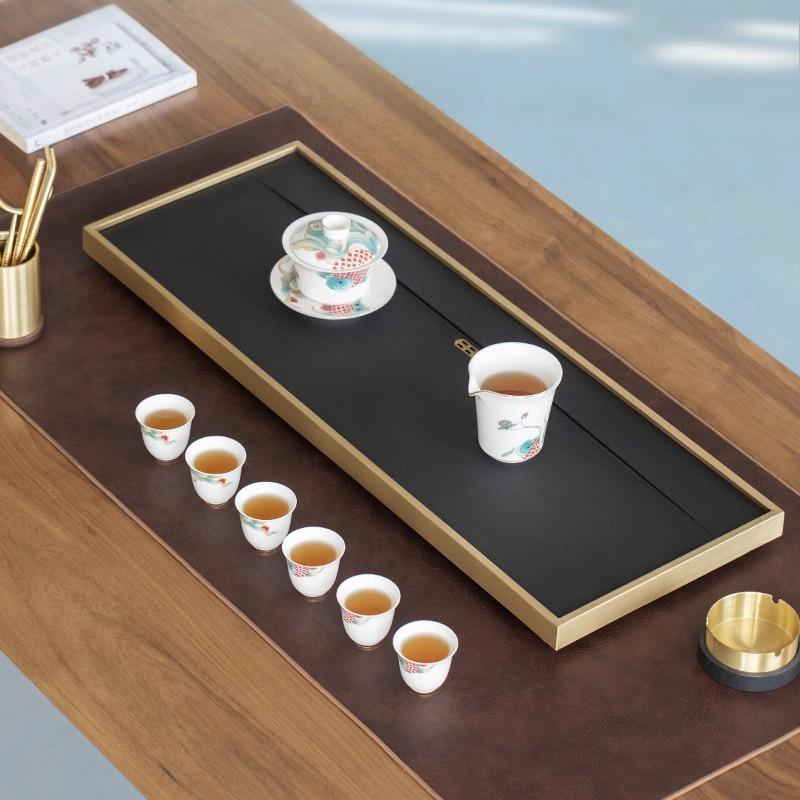 Waterproof leather tea party high-end tea set tablecloth tea tray mat zen new Chinese table flag tea ceremony spare parts